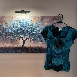 Stunning Sami & Jo Teal Ruched Blouse - Small